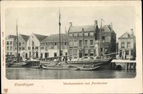 Ak Vlaardingen Südholland, Westhavenkade met Postkantoor