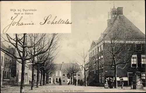 Ak Wijk bij Duurstede Utrecht, Markt en Stadhuis