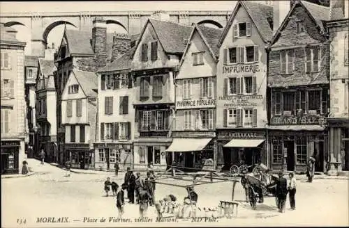 Ak Morlaix Finistère, Place de Viarmes, vieilles Maisons