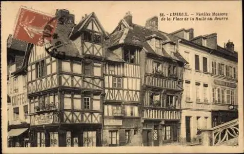 Ak Lisieux Calvados, Maisons de la Place de la Halle au Beurre