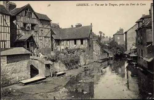 Ak Lisieux Calvados, Vue sur la Tougue, prise du Pont de Caen