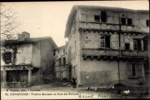 Ak Perouges Ain, Vieille Maison et Rue du Prince