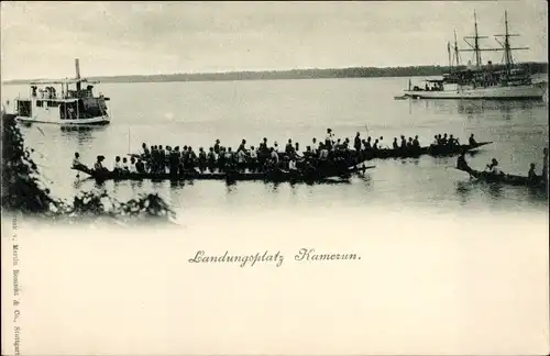 Ak Kamerun, Landungsplatz, Schiffe, Boote