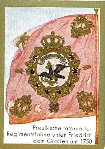 Sammelbild Historische Fahnen Bild 146, Preuß. Infanterie-Regimentsfahne Friedrich d. Große um 1750