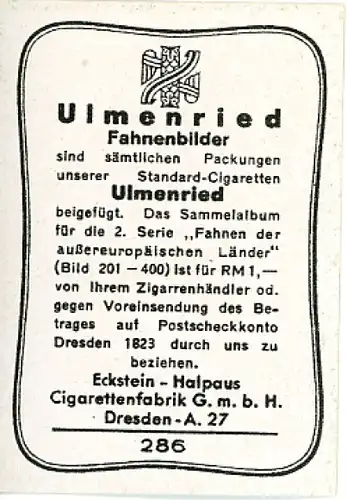 Sammelbild Fahnenbilder Fahnen außereurop. Länder Nr. 286, USA Gösch und Lotsenflagge