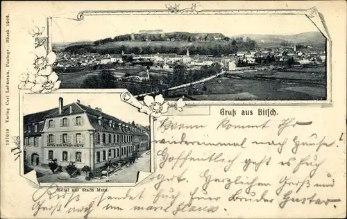 Ak Bitche Bitsch Lothringen Moselle, Gesamtansicht, Hotel zur Stadt Metz