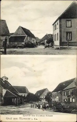 Ak Assweiler Aßweiler Elsass Bas Rhin, Straßenpartie, Epicerie von Christian Kühner