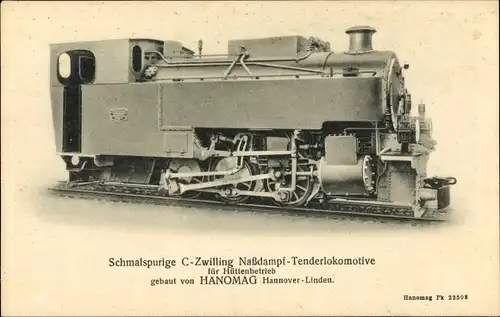 Ak Schmalspurige C-Zwilling Nassdampf Tenderlokomotive für Hüttenbetrieb, HANOMAG Hannover Linden