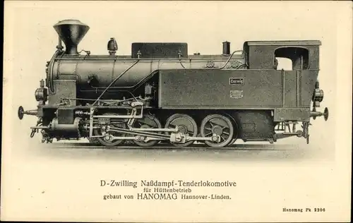 Ak D-Zwilling Nassdampf Tenderlokomotive Coswig für Hüttenbetrieb, HANOMAG Hannover Linden
