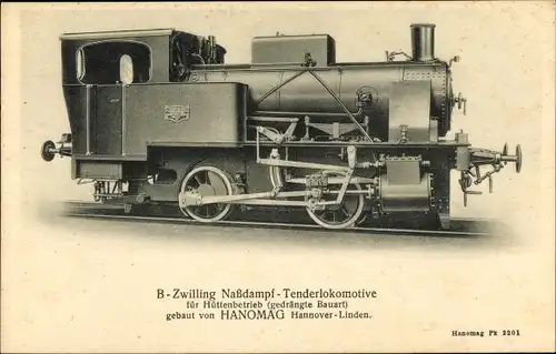 Ak B-Zwilling Nassdampf Tenderlokomotive für Hüttenbetrieb, gedrängte Bauart