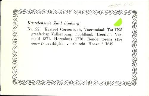 Ak Voerendaal Limburg Niederlande, Kasteel Cortenbach