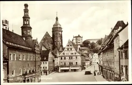 Ak Pirna Elbe Osterzgebirge, Marktplatz