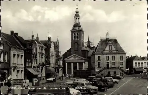 Ak Roosendaal Nordbrabant Niederlande, Markt met St. Janskerk, Oude Raadhuis