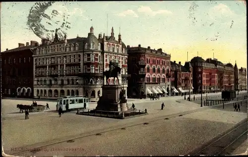 Ak Hälsingborg Helsingborg Schweden, Järnvägsgatan