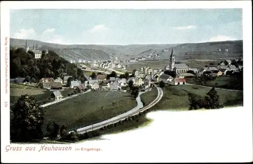 Ak Neuhausen im Erzgebirge, Gesamtansicht der Ortschaft