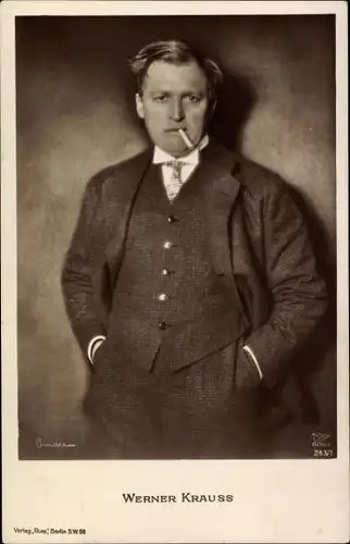 Ak Schauspieler Werner Krauss, Portrait, Zigarette, Ross Verlag 263/1