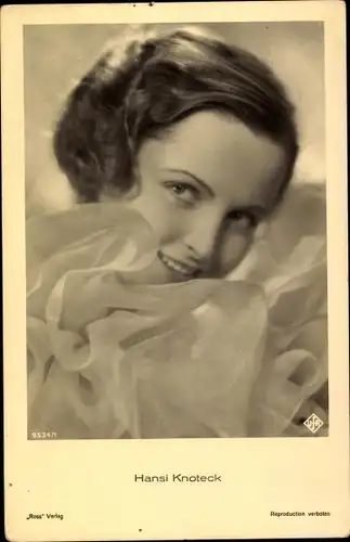 Ak Schauspielerin Hansi Knoteck, Portrait, Ross Verlag 9534/1
