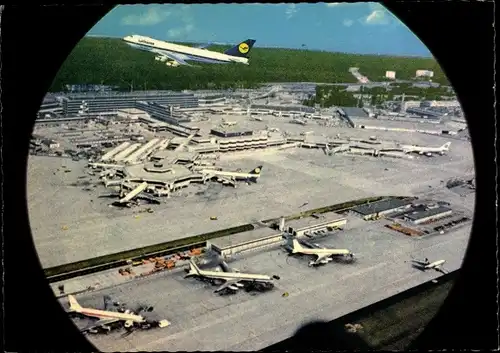 Ak Frankfurt am Main, Flughafen Rhein Main, Passagierflugzeug Lufthansa