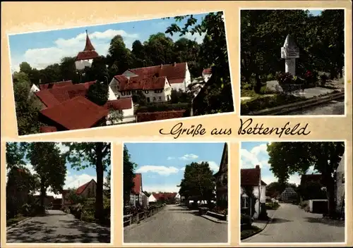 Ak Bettenfeld in der Eifel, Blick über die Dächer, Straßenpartien, Gedenkstätte