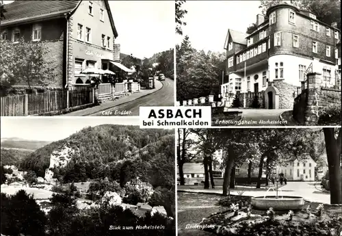 Ak Asbach Schmalkalden im Thüringer Wald, Cafe Endter, Lindenplatz, Erholungsheim Hachelstein