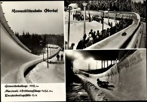 Ak Oberhof im Thüringer Wald, Rennschlittenbahn