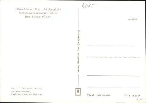 Ak Oberschönau Steinbach Hallenberg Thür., Erholungsheim Konsum-Genossensch. Verband Leipzig