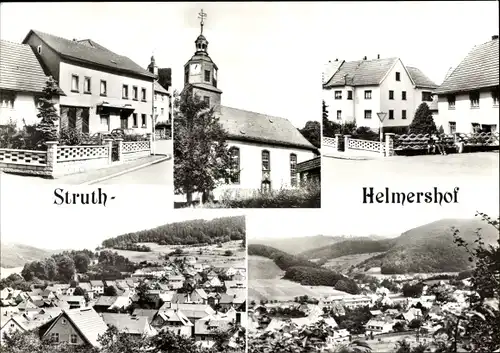 Ak Struth Helmershof Floh Seligenthal in Thüringen, Kirche, Straßenpartie, Wohnhäuser, Panorama