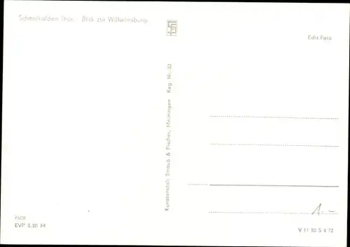 Ak Schmalkalden im Thüringer Wald, Blick zur Wilhelmsburg