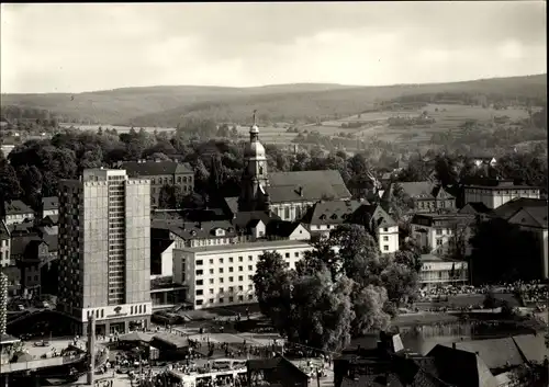 Ak Suhl in Thüringen, Teilansicht der Stadt, Kirche, Hochhaus Interhotel Thüringen-Tourist