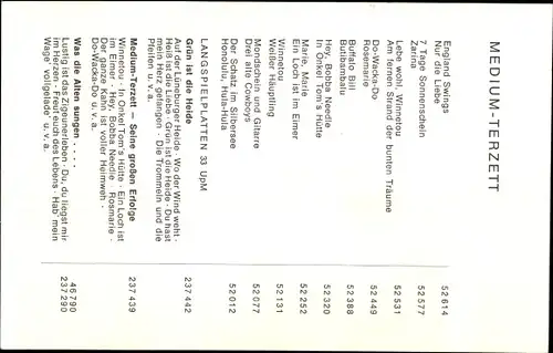 Ak Medium Terzett, Sänger Wilfried Witte, Helmut Niekamp, Lothar Nitschke, Polydor-Schallplatten