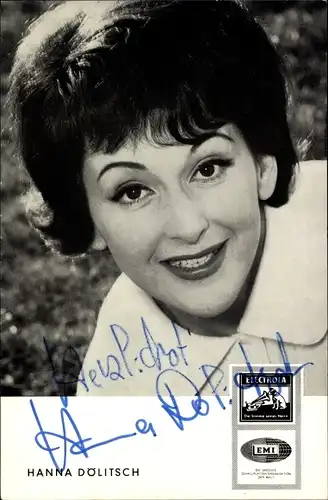 Ak Sängerin Hanna Dölitsch, Portrait, Autogramm