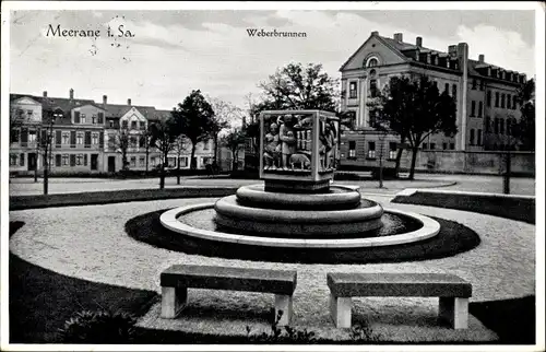 Ak Meerane in Sachsen, Weberbrunnen