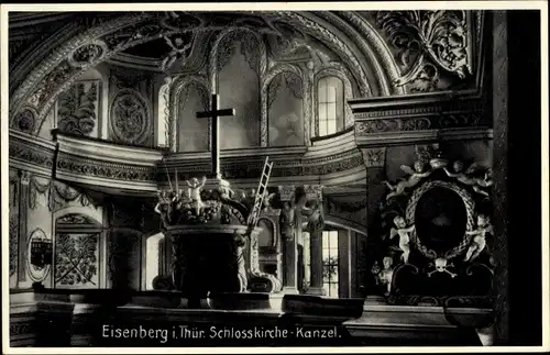 Ak Eisenberg in Thüringen, Schlosskirche, Innenansicht, Kanzel