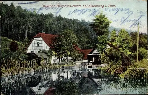 Ak Eisenberg in Thüringen, Mühltal, Naupoldsmühle am Wasser
