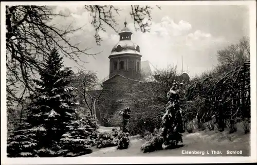 Ak Eisenberg in Thüringen, Schloss, Winterlandschaft