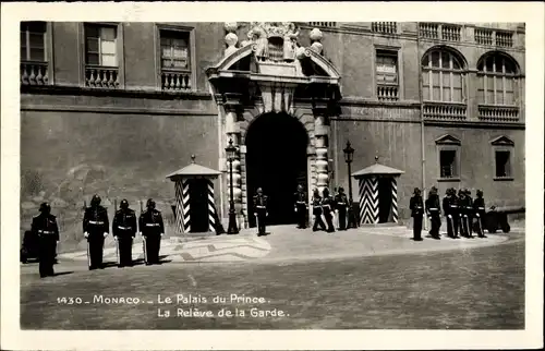 Ak Monaco, Le Palais du Prince, Le Relève de la Gare, Wachablösung