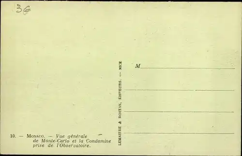 Ak Monte Carlo Monaco, Vue generale de Monte Carlo et la Condamine prise de l'Observatoire