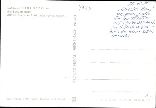 Ak Stolberg im Harz, Ältestes Haus der Stadt, jetzt Heimatmuseum, Frau mit Kindern
