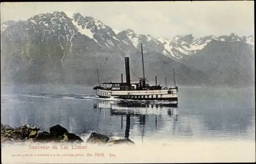 Ak Genfersee Schweiz, Halbsalon-Dampfer Simplon in Fahrt, Lac Léman