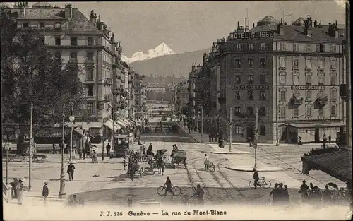 Ak Genève Genf Schweiz, Rue du Mont Blanc, Hotel Suisse