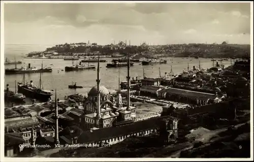 Ak Konstantinopel Istanbul Türkei, Vue panoramique du Port