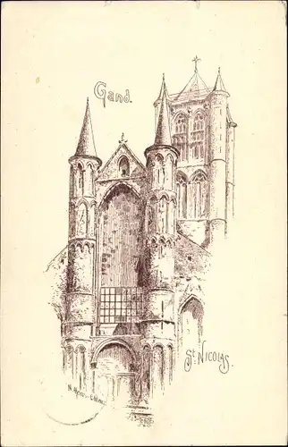 Künstler Ak Gand Gent Ostflandern, St. Nicolas