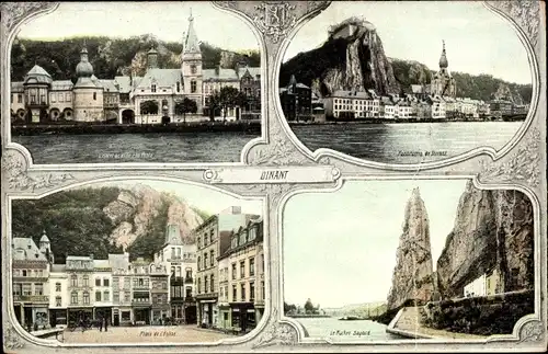 Ak Dinant Wallonien Namur, L'Hôtel de Ville, Place de l'Église, Panorama