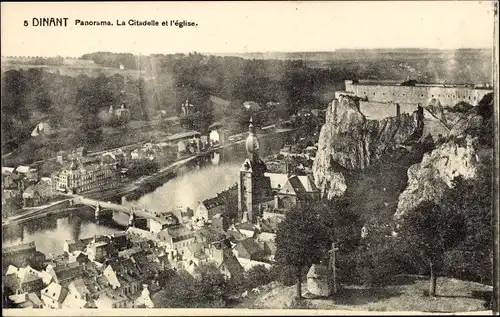 Ak Dinant Wallonien Namur, Panorama, La Citadelle et Eglise