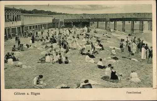 Ak Ostseebad Göhren auf Rügen, Familienbad, Badegäste
