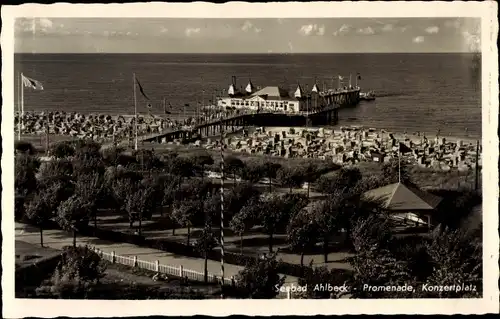 Ak Ostseebad Ahlbeck Heringsdorf auf Usedom, Promenade, Konzertplatz