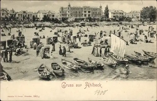 Ak Ostseebad Ahlbeck Heringsdorf auf Usedom, Partie am Strand