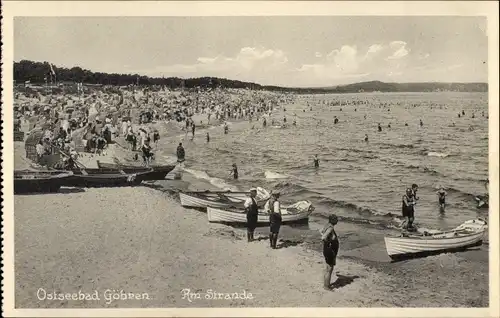 Ak Ostseebad Göhren auf Rügen, Am Strande, Boote, Badegäste