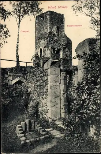 Ak Stolpen in Sachsen, Schloss Stolpen, Coselgrab, Siebenspitzenturm