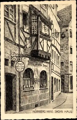 Künstler Ak Nürnberg in Mittelfranken, Hans Sachs Haus